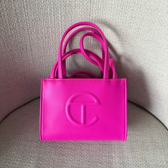 Telfar Small Shopping Crossbody Bag in Azalea Bright Pink - Picture 1 of 7